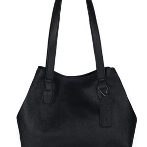 Laverapelle Women’s Amaryllis Leather Tote Shoulder Hang Bag Black Gold Accents